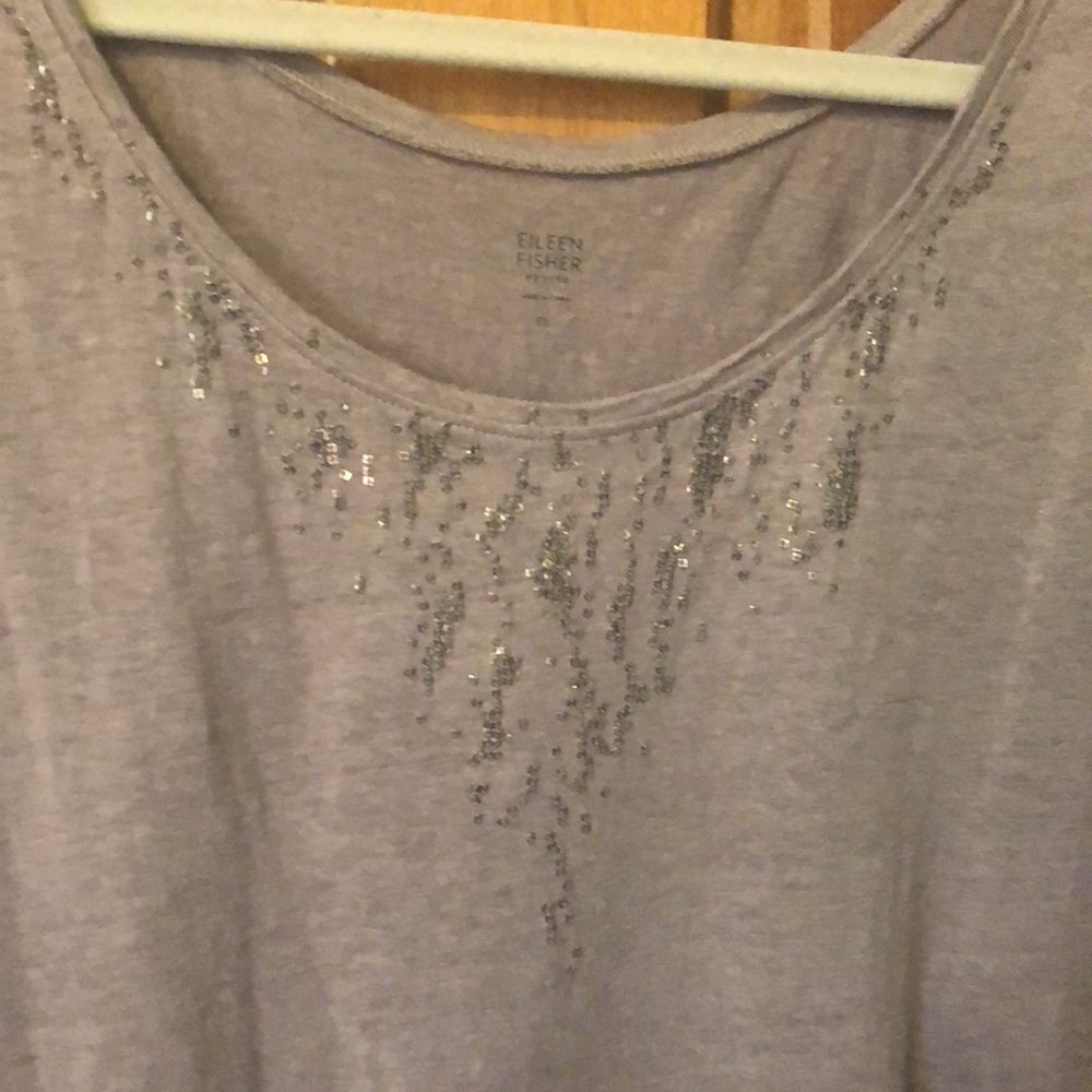 Eileen Fisher Taupe/Light Brown Linen Sleeveless Top